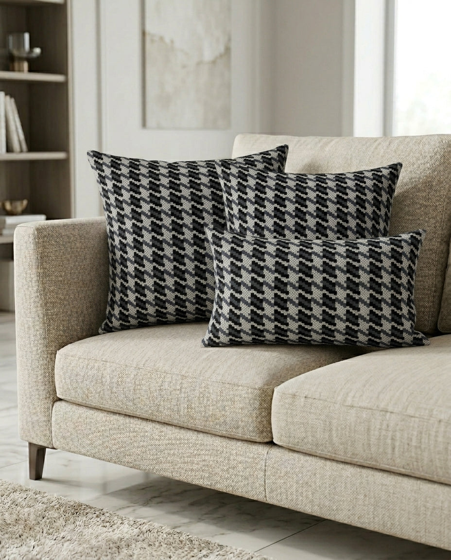 Grey Checks Design Cushion Cover pack of 2