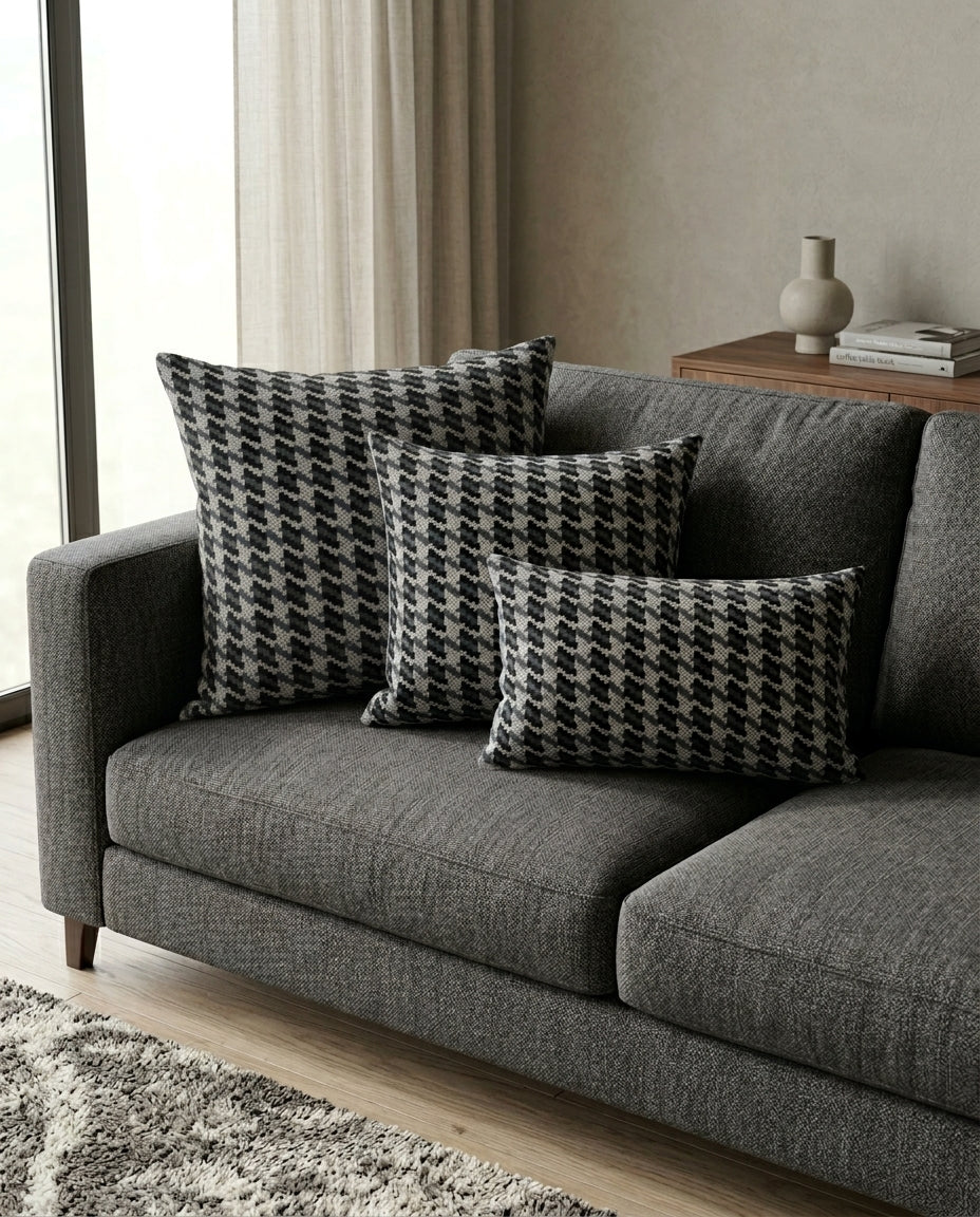 Grey Checks Design Cushion Cover pack of 2
