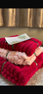 Influencers choice Red Pink Combo Fur Stripped cushion covers