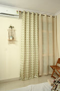 Saukins Elegance I Green Damas Pattern Curtain